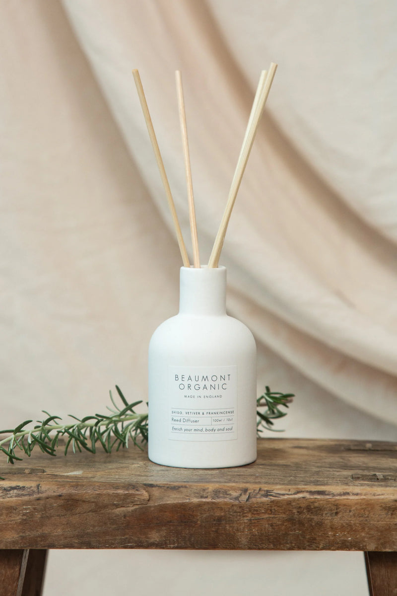 Shiso Vetiver & Weihrauch – 100 ml – Rattanstäbchen-Diffusor aus Keramik