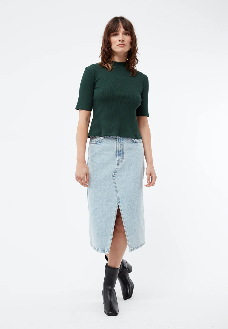 T-Shirt GINETTA aus Bio-Baumwoll Rippjersey - Bottle Green (Rib)