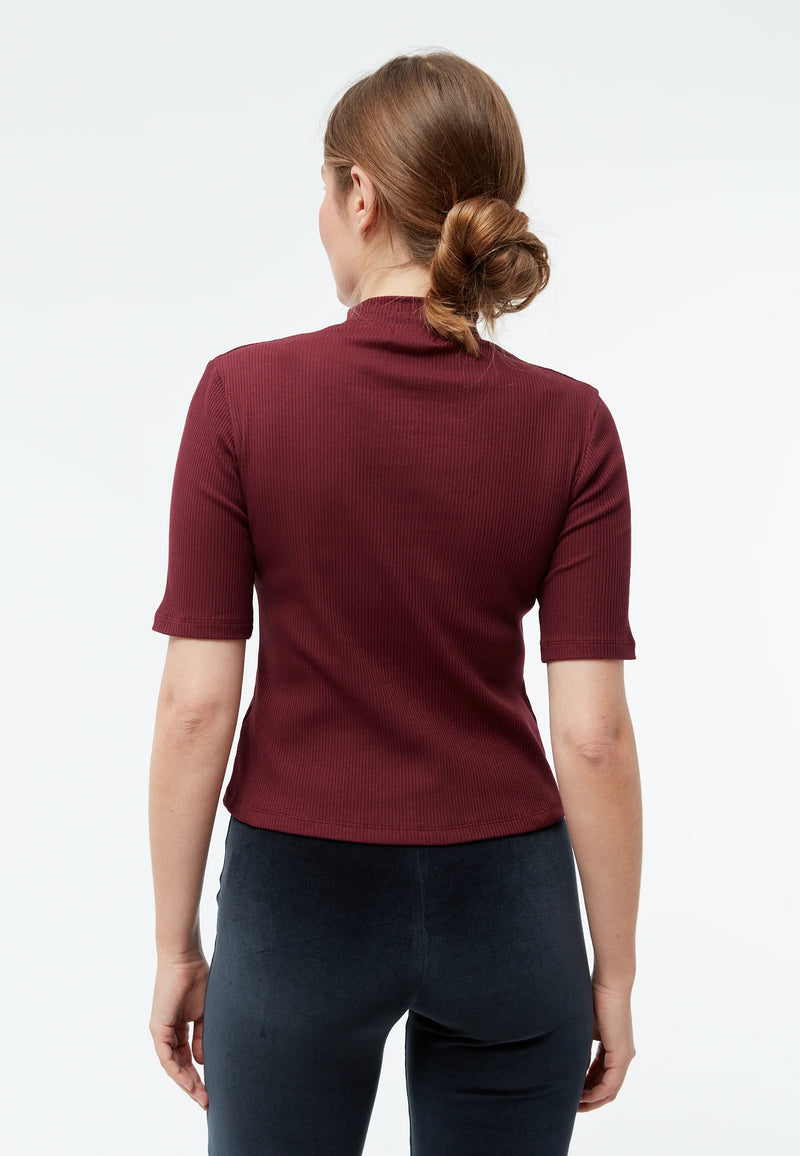 T-Shirt GINETTA aus Bio-Baumwoll Rippjersey - Burgundy (Rib)