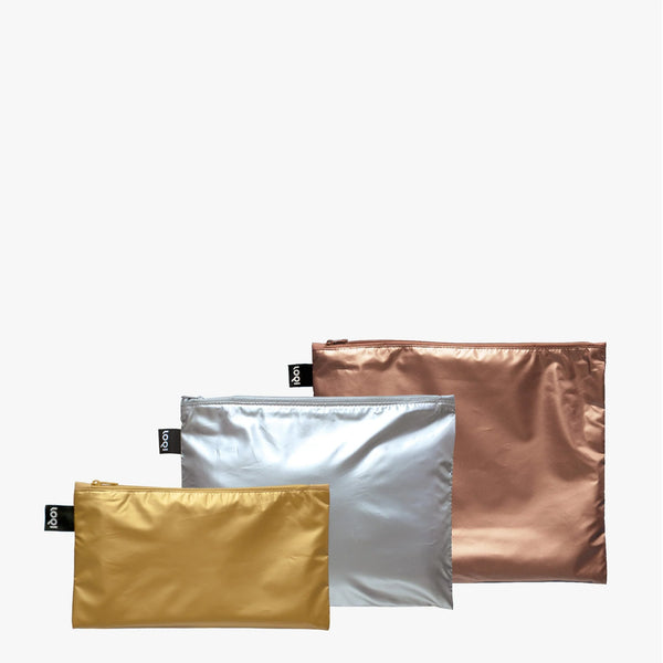 METALLIC - Reissverschlusstaschen - 3er Set