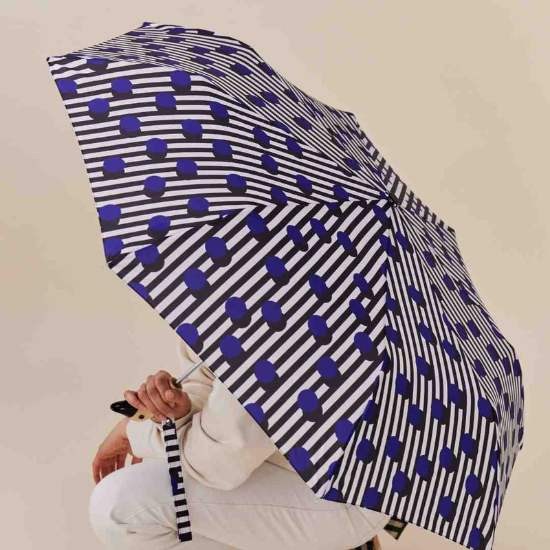 Umweltfreundlicher Regenschirm mit Entenkopf -  Polkastripe