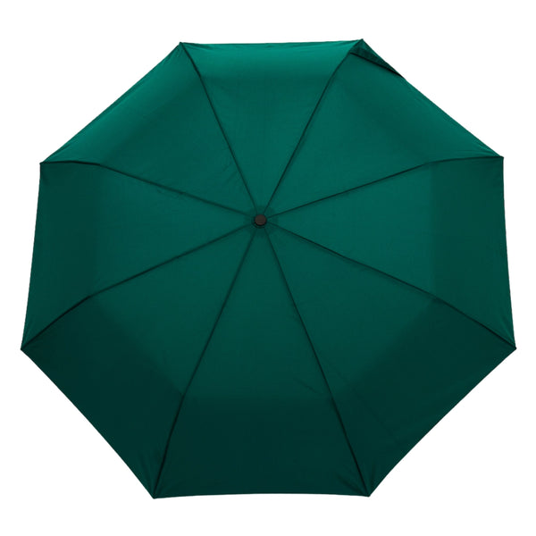 Waldgrüner, kompakter, umweltfreundlicher Regenschirm mit Entenkopf