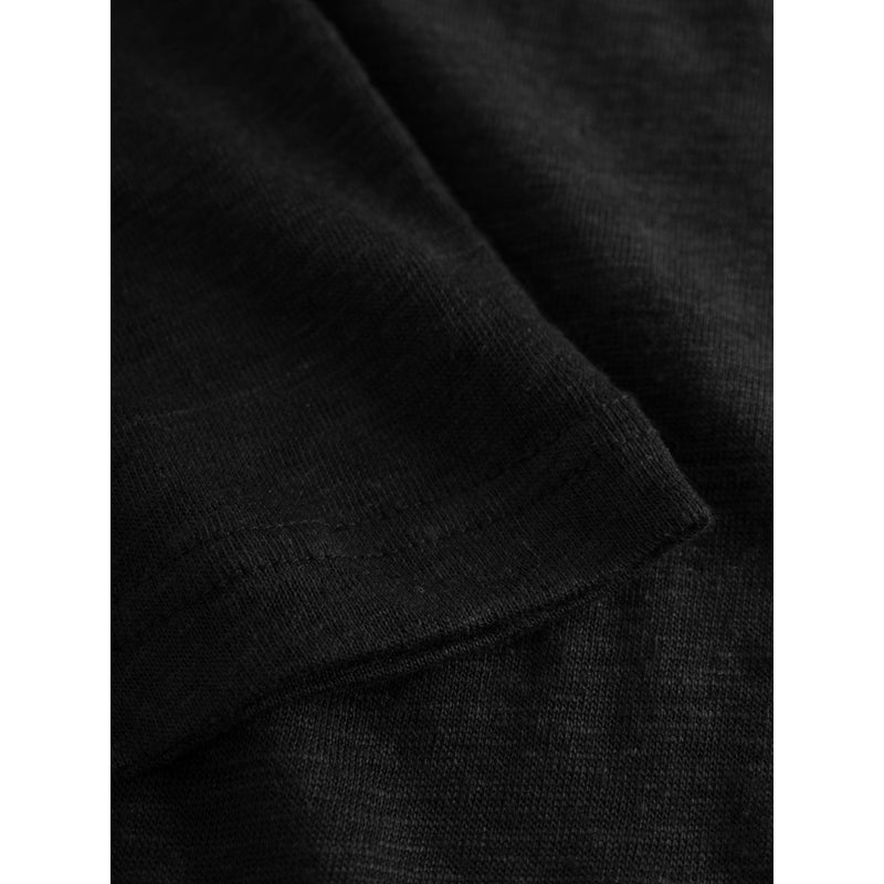 Kurzärmliges T-Shirt-Kleid aus Leinen - Schwarz