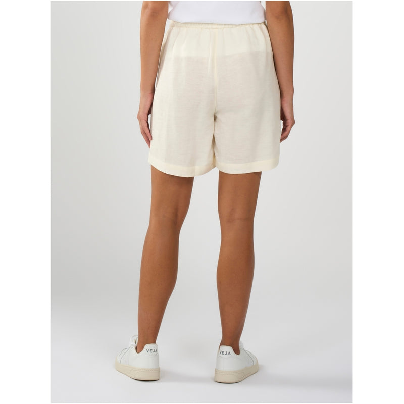 Shorts aus Leinenmix mit elastischem Bund - Buttercreme